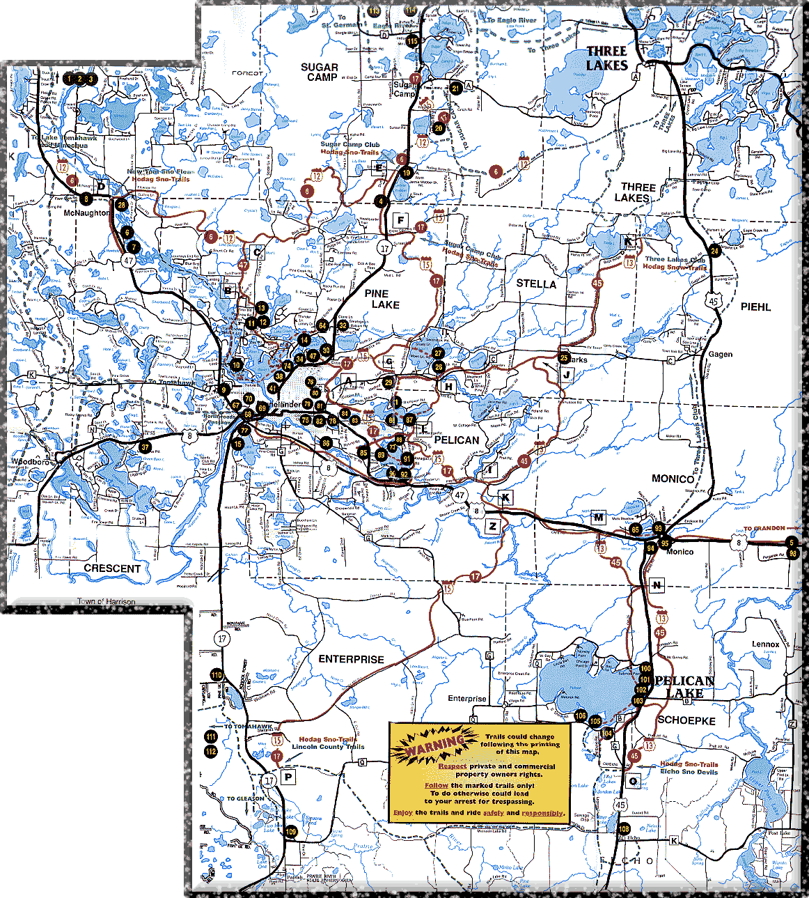 Where can snowmobile trails be found in Wisconsin?